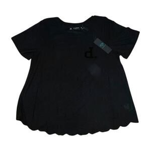 Diamond Supply Black Short Sleeve Scallop Shirt Size M